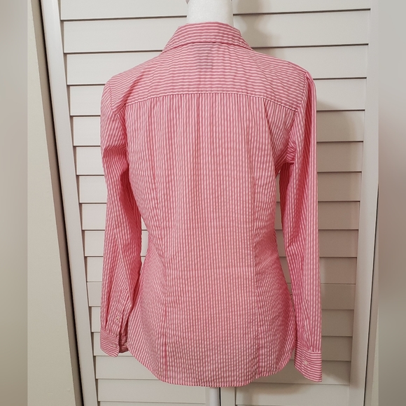 H&M Women's Long Sleeve Striped Button Down Shirt Pink And White Size 6 - Picture 4 of 15